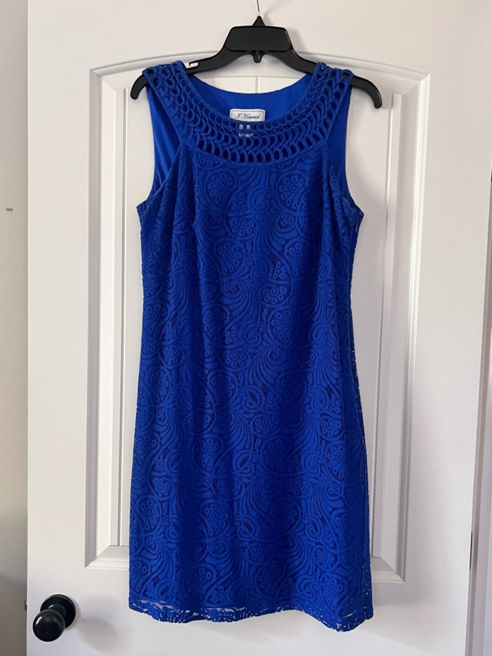Jessica Howard Women’s Size 8 Blue Paisley Lace Sleeveless Crochet Shift Dress